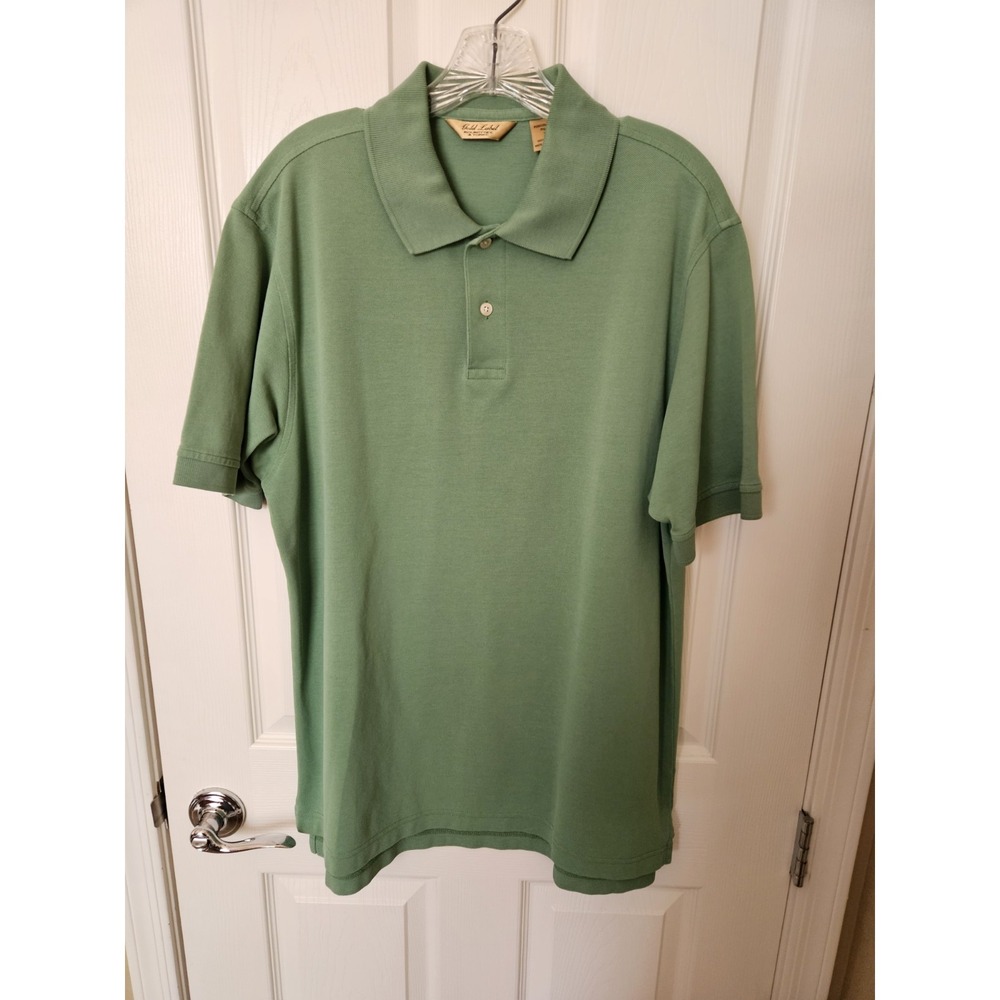 Roundtree & York Gold Label Performance Pique Green 100% Cotton Polo Shirt, LG
